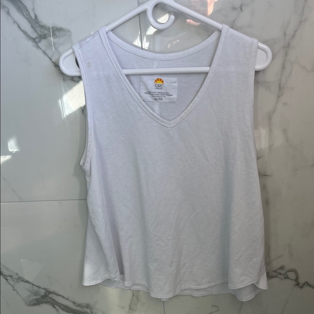 C&C California White V-Neck Tank Top
